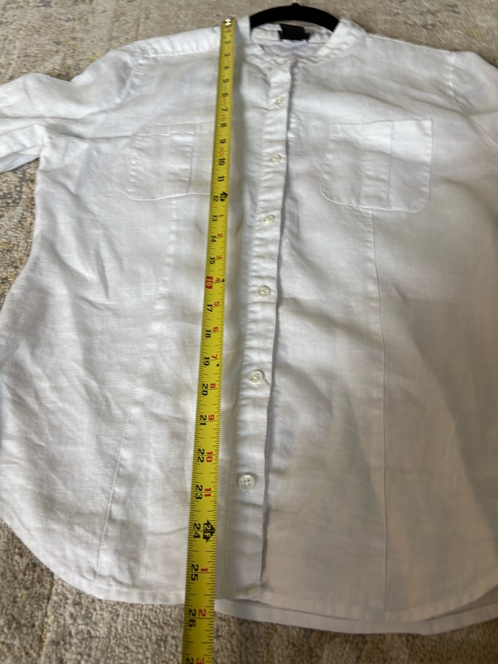 Lord & Taylor White Linen Mandarin Collar Shirt - Picture 9 of 10